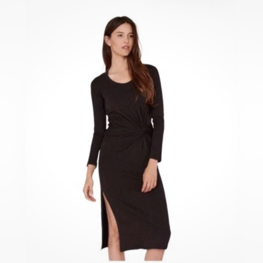NWOT Sundry Black Long Sleeve Midi Dress with Twist Waist Detail